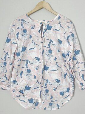 2/$30 Calson Printed Cotton Top Medium Pink Blue
